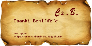 Csanki Bonifác névjegykártya